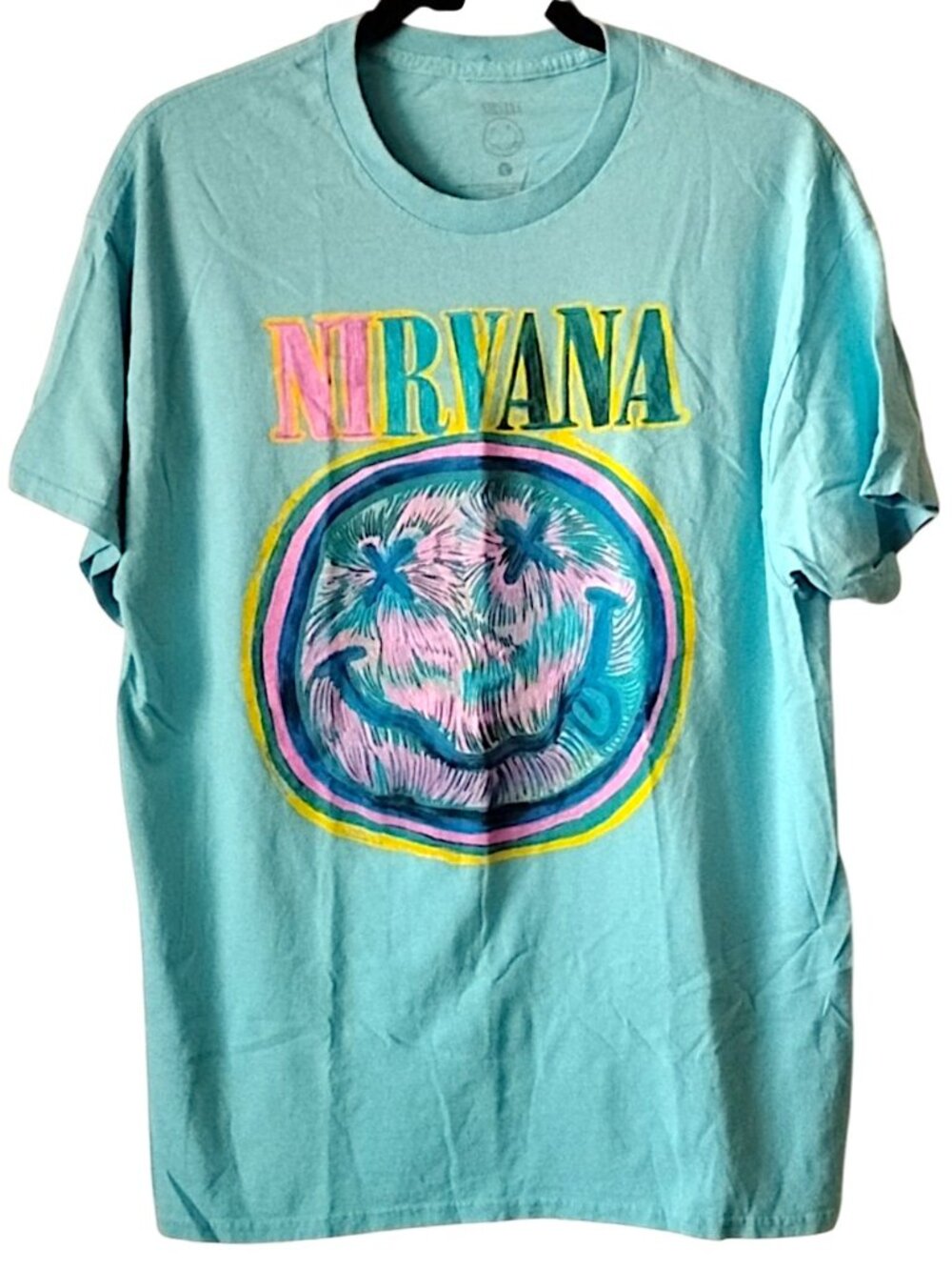 Nirvana Nevermind T-shirt L Aqua Blue Green